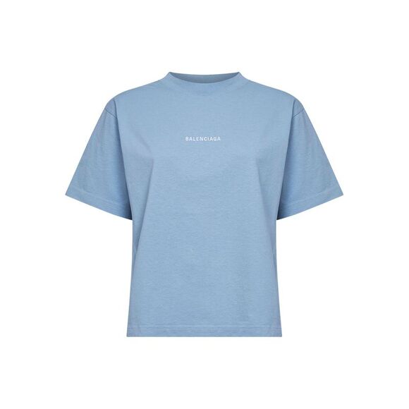 Balenciaga Women Light Blue Balenciaga Back T-Shirt Medium Fit